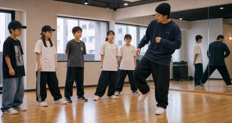 先生の言葉を聞いて次の一回を変えようとする子どもダンサー