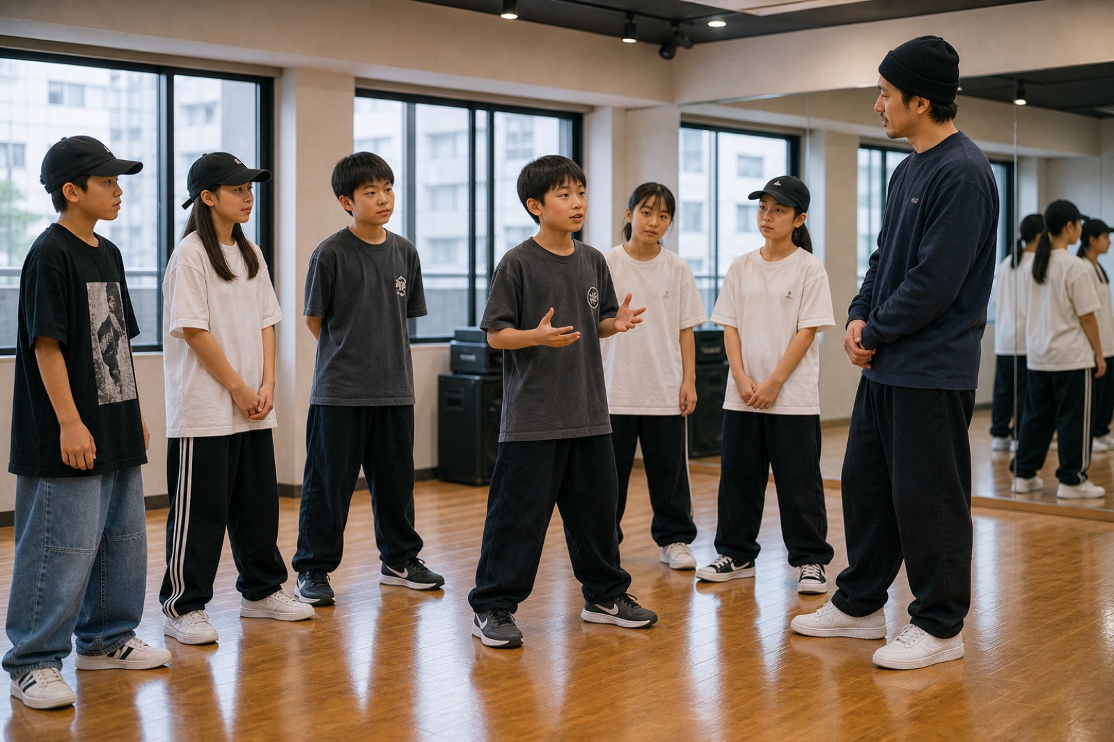 レッスン後に自分の言葉で学びを整理するキッズダンサー
