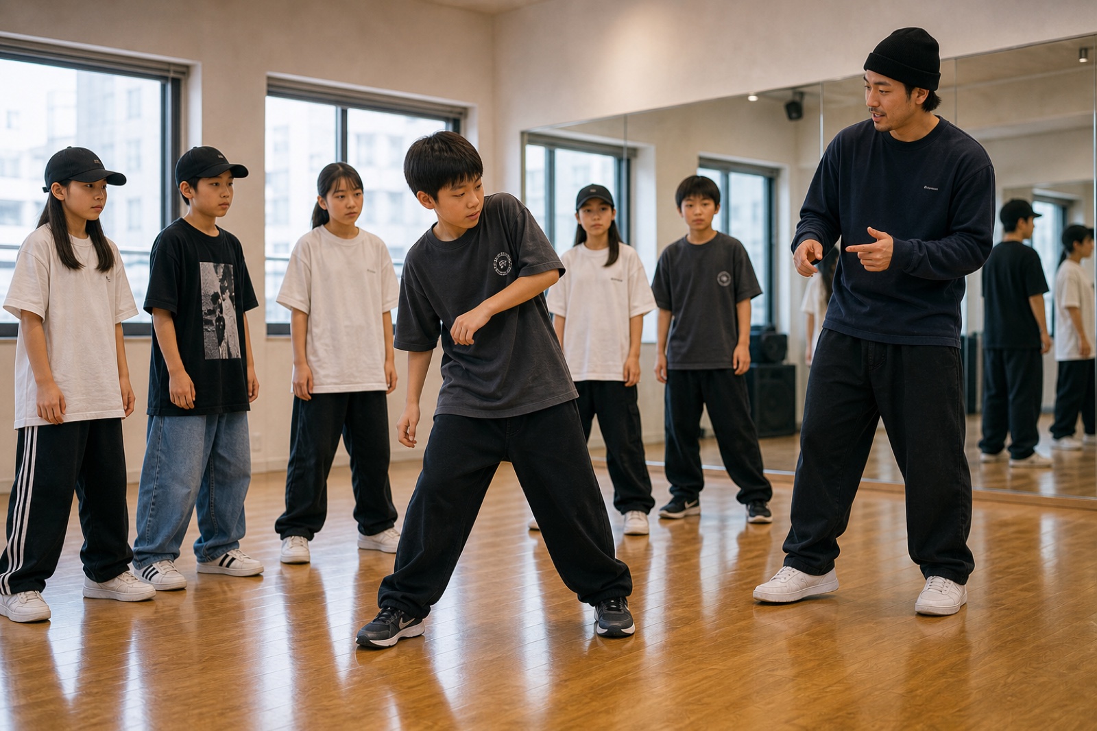 周りの声を聞きながら自分の動きに戻る子どもダンサー