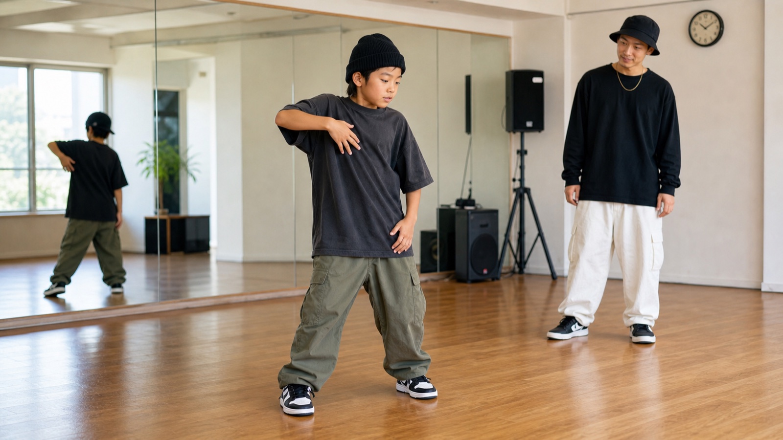 短い時間でも一点に集中して身体を確認する子どもダンサー