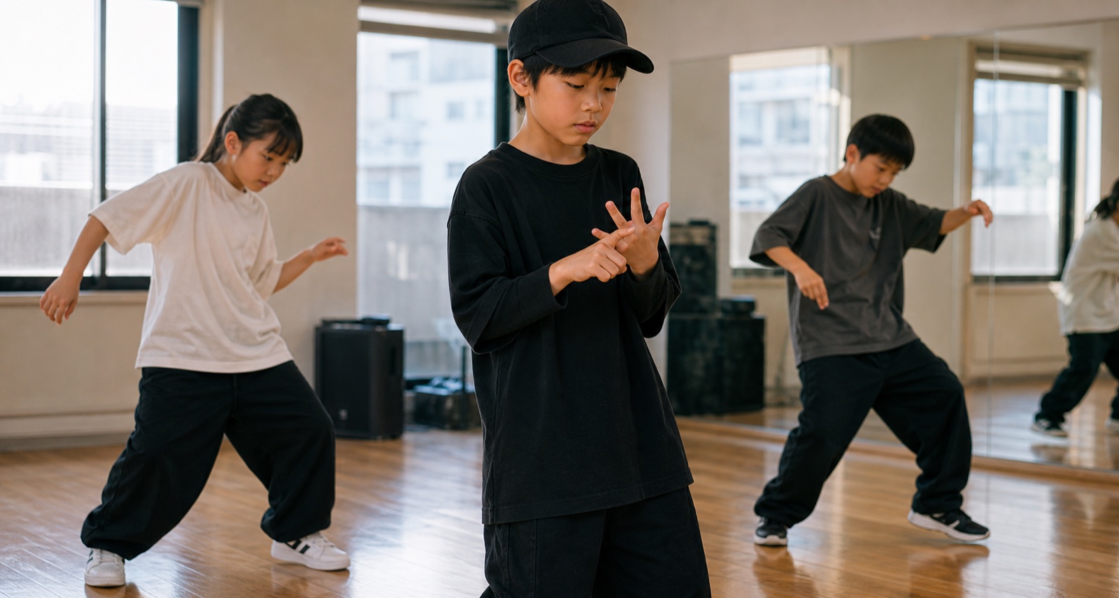 意識することを三つに絞って音楽を聴く子どものダンス練習