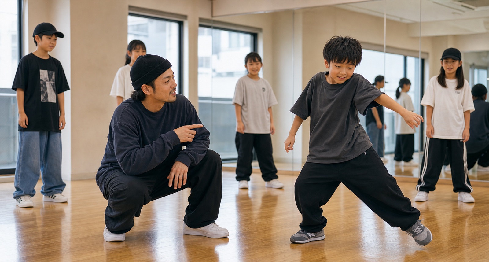 音楽の捉え方を先生が見ているストリートダンスレッスン