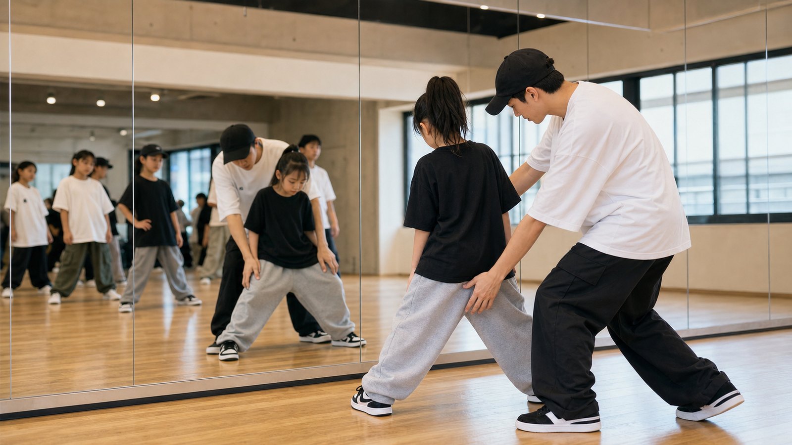 内股を直して立ち方と見え方を確認するストリートダンス練習