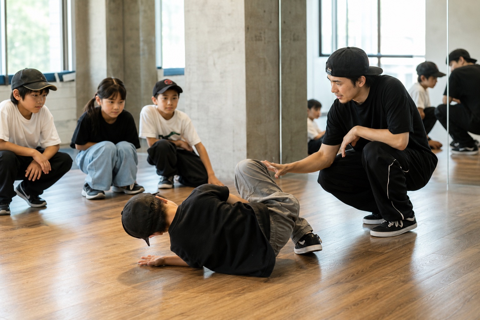 床への入り方を安全に学ぶヒップホップのフロアワーク練習