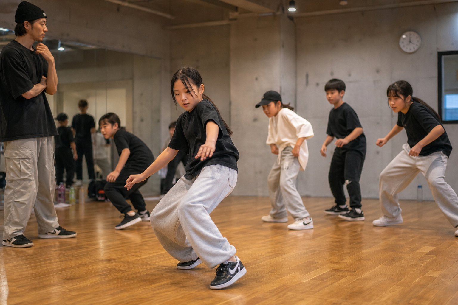 ステップのつなぎ方を考えながら踊るストリートダンス練習