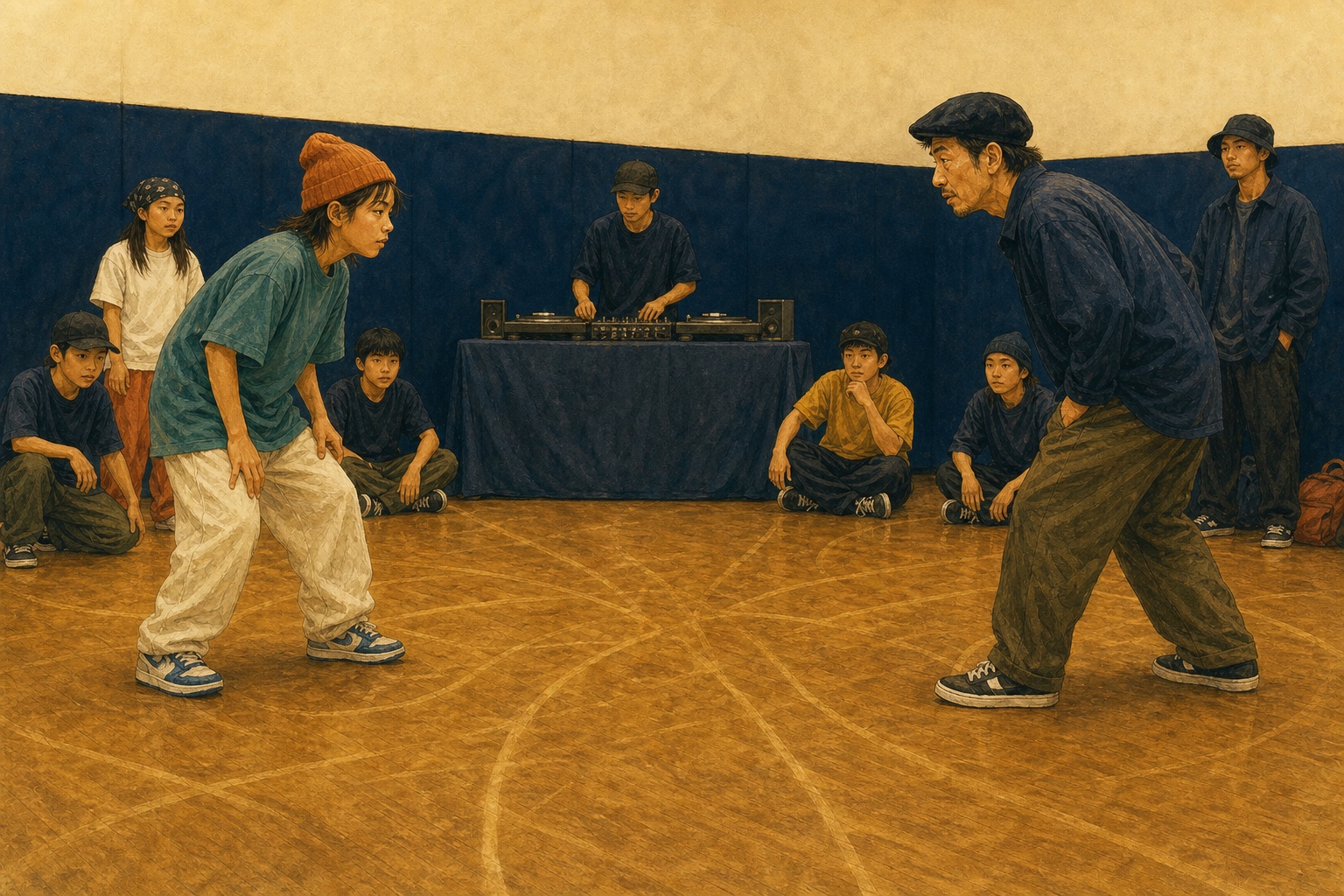 始まる前の勝負を決めつけず互いの未知の動きを見つめる二人
