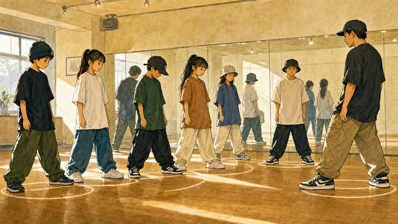 踊る前の立ち姿に今の状態が出ることを描いたキッズダンスのイラスト