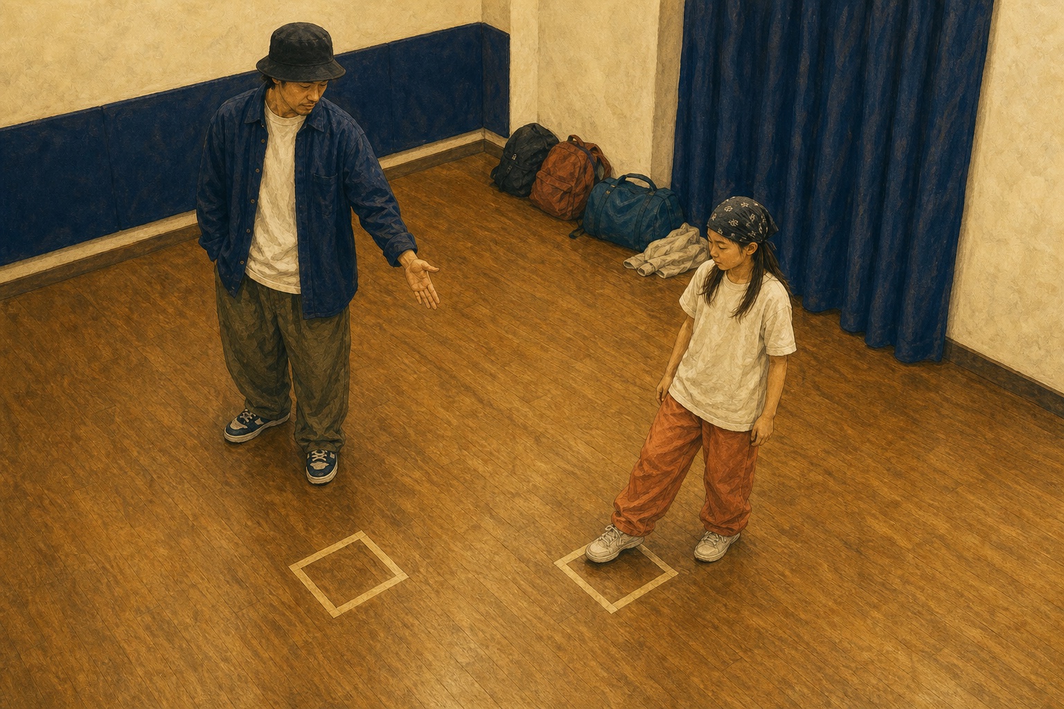 指導者が押しつけず子供自身に役割を選ばせる場面を描いたイラスト