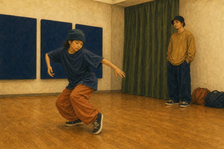 全身を通る力から自然な形を生む子供のダンスを描いたイラスト